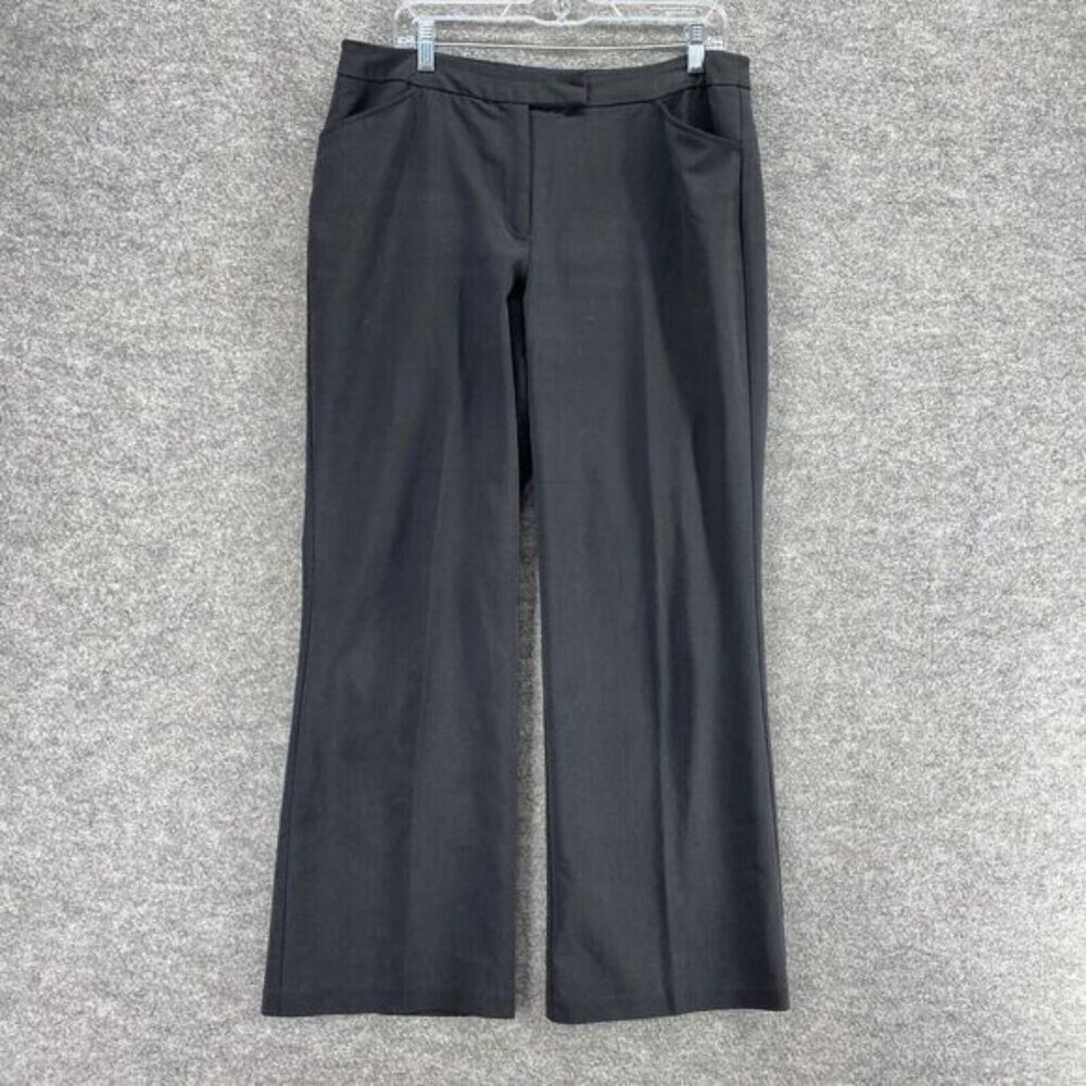 Nicole Miller Dress Pants Women 14 Black High Rise Pleated Straight Pockets